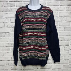 Weatherproof Vintage Fair Isle Crew Neck Cotton Sweater NWT L